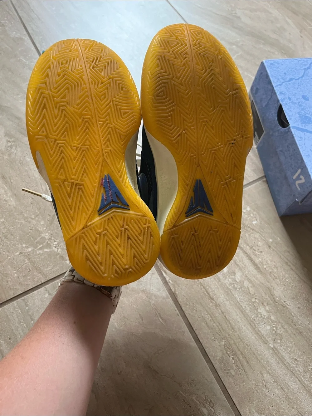 Ja 1 Nike Kids Blue and Yellow Low-Top Sneakers